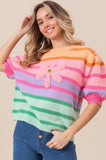 Stripe Flower Patch Sweater Top