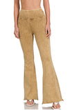 Camel Acid Wash High-Waist Raw Hem Pants