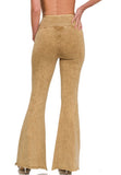 Camel Acid Wash High-Waist Raw Hem Pants