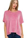 Zenana Pink Ribbed Stripe Top (Reg and Plus)