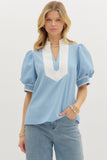Baby Blue and White Top