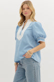 Baby Blue and White Top