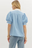 Baby Blue and White Top