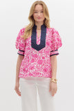 Pink and Navy Floral Top
