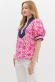 Pink and Navy Floral Top