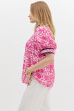 Pink and Navy Floral Top