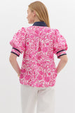 Pink and Navy Floral Top