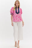 Pink and Navy Floral Top