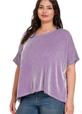 Zenana Violet Ribbed Stripe Top Plus