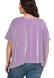 Zenana Violet Ribbed Stripe Top Plus