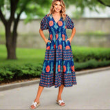 Navy Floral Midi Dress