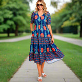 Navy Floral Midi Dress