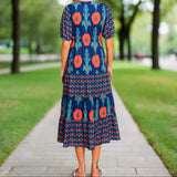 Navy Floral Midi Dress