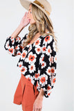 Black Floral Puff Sleeve Top