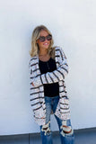 White Miley Dot Stripe Cardigan (Reg and Plus Sizes)
