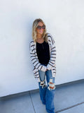 White Miley Dot Stripe Cardigan (Reg and Plus Sizes)