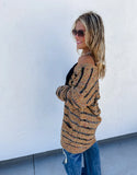 Camel Miley Dot Stripe Cardigan (Reg and Plus Sizes)