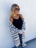 White Miley Dot Stripe Cardigan (Reg and Plus Sizes)
