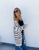 White Miley Dot Stripe Cardigan (Reg and Plus Sizes)