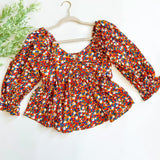Camel Floral Print Top