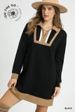 Umgee Blk Taupe Waffle Dress