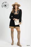 Umgee Blk Taupe Waffle Dress