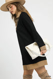 Umgee Blk Taupe Waffle Dress
