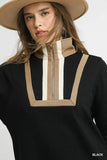 Umgee Blk Taupe Waffle Dress