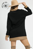 Umgee Blk Taupe Waffle Dress