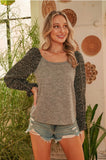 Gray and Black Dot Top