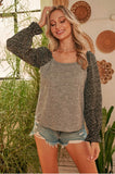 Gray and Black Dot Top