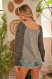 Gray and Black Dot Top