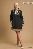 Umgee Blk Taupe Waffle Dress
