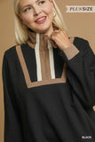 Umgee Blk Taupe Waffle Dress