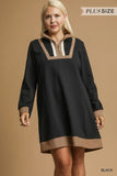 Umgee Blk Taupe Waffle Dress