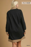 Umgee Blk Taupe Waffle Dress