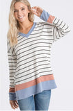 Blue and Ivory Stripe Top