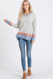 Blue and Ivory Stripe Top