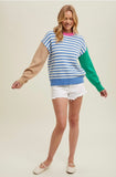 Blue and White Multi Stripe Sweater