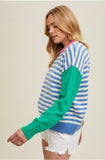Blue and White Multi Stripe Sweater
