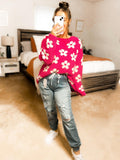 Plush Pink Daisy Sweater