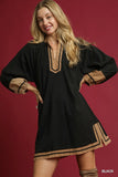 Umgee Black and Gold Tunic Dress