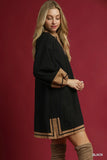 Umgee Black and Gold Tunic Dress