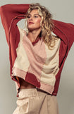 Rust, Ivory and Pink Textured Pullover