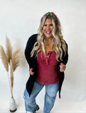 Black Waffle Cardigan in One Size and One Size Plus