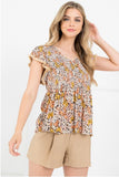 Flower Print Smocked Top