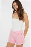 Kancan Pink High Rise Frayed Hem Shorts