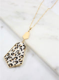 Gold Animal Print Long Necklace and Earring Set