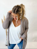 Taupe Waffle Cardigan in One Size and One Size Plus
