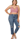Light Rose Smocked Triangle Bralette Plus